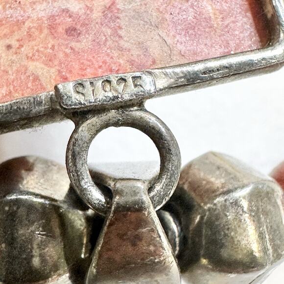 Red Coral Beaded Necklace with Coral Pendant SI 925 Sterling Silver Adjustable - Picture 2 of 7